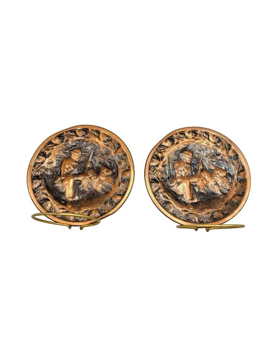 Coppercraft Guild Other - Coppercraft Guild Wall Plaque Pot Holder Hunting Scene Repousse Set of 2